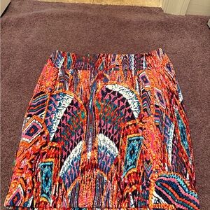 Bebe Orange and Blue Mini Pencil Skirt Resort Wear